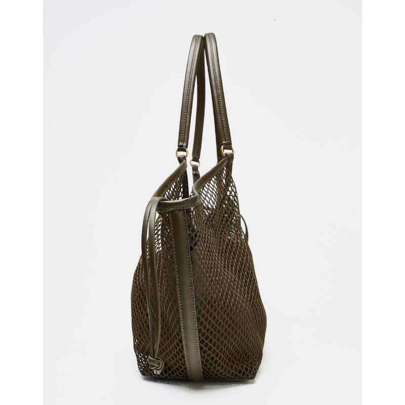 Mesh Shopper Women Famous Brands Large Capacity Casual Tote Removable Inner Pouch With Drawstring Closure Shoulder Bag
