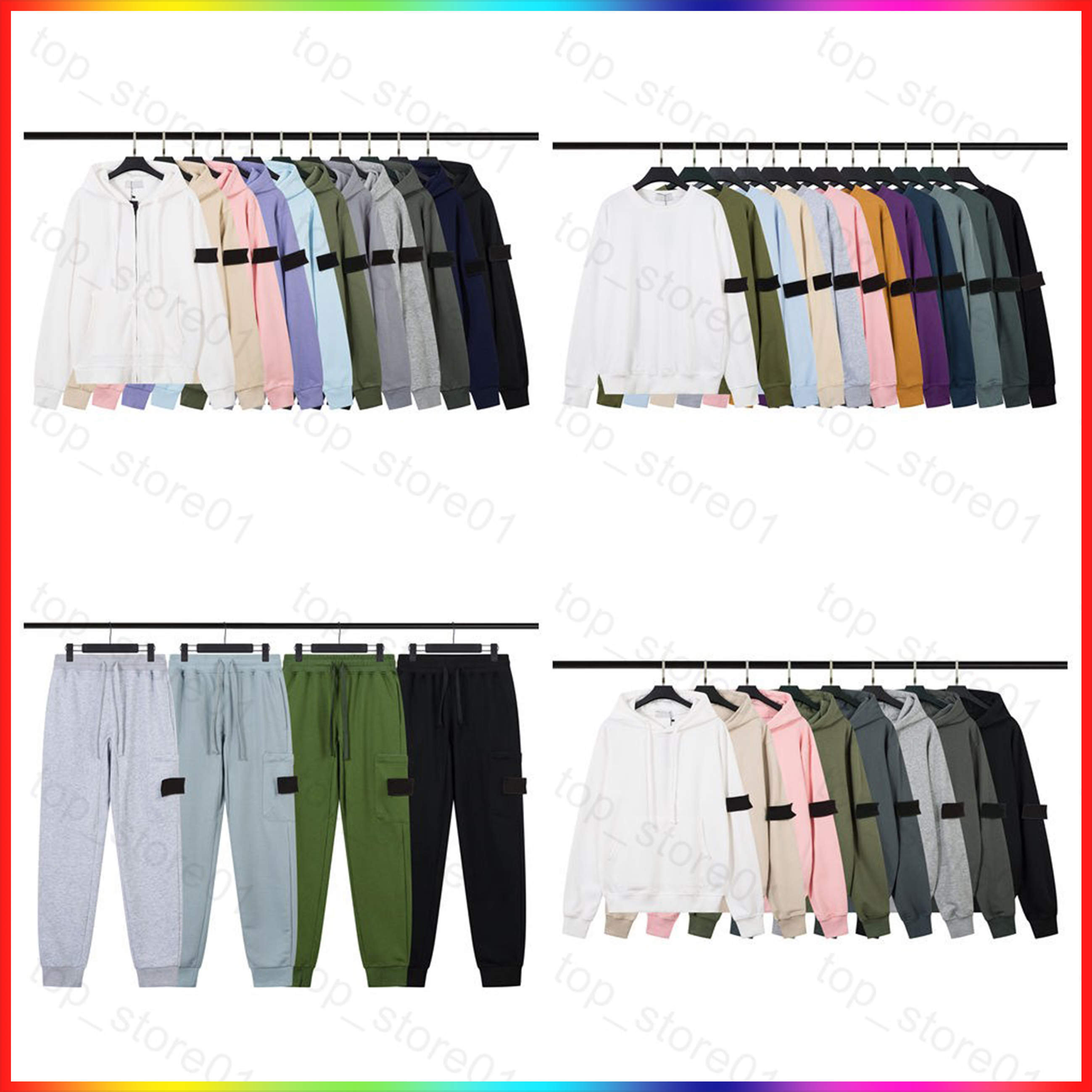 2025 Designers stone Hoodie sweater jacket zip Hoody Women essentielss Casual badge Logo Long Sleeve Couple Loose joggers Men's Outdoor topstoney Sweatshirt Pants