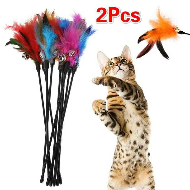 2 Pcs Cat Toy Bell Feather Funny Cat Rod Toy Cat Toys Interactive Cat Accessories Pet Cat Supplies S251029