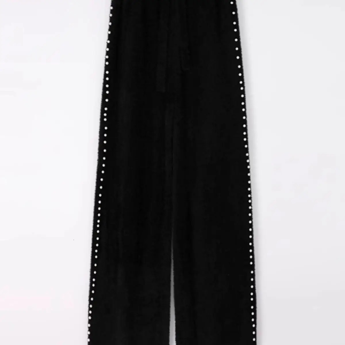 Pink Mink Fur Nail Bead Knitted Wide Leg Pants for Women in Autumn and Winter Lazy Relaxed Casual Straight Long 251027