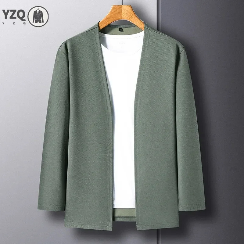 Mens Casual Solid Color Long Sleeved Cardigan Cloak Spring and Autumn Fashionable Comfortable Top 251017