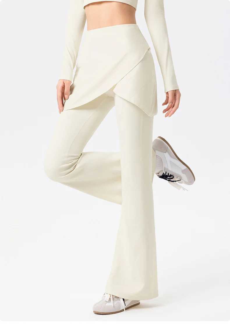 Yoga Pants for Women with High Waist Antiexposure Fake Twopiece Hip Lifting Exercise Pants for Bellytight Wideleg Leggings J251030