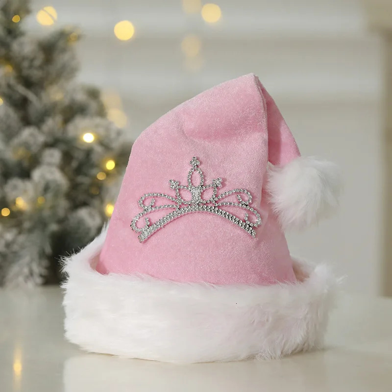 Pink Crown Christmas Hat For Holiday Dressing Up As An Adult Christmas Plush Hat 251024