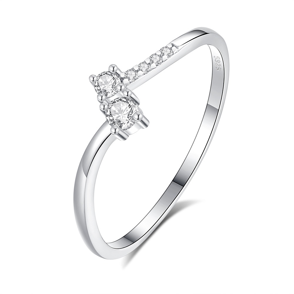 Taiyang S925 Sterling Silver Ring Set Hypoallergenic Simple Single Stacking Zircon Ring for Women Premium Wedding Fine Jewelry Wholesale