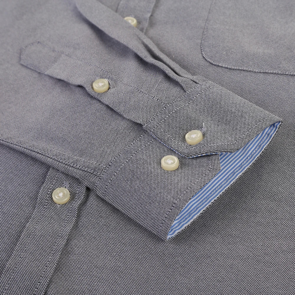 Mens Fashion Long Sleeve Oxford Work Shirt Single Patch Pocket Simple Design Embroidered Regularfit Casual Buttondown Shirts 251029