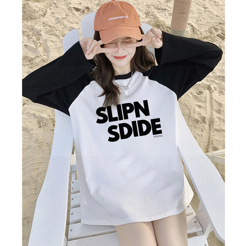 Cotton long sleeved designer for girls and children, spring new item for middle and high school students, inner layer bottom shirt and top