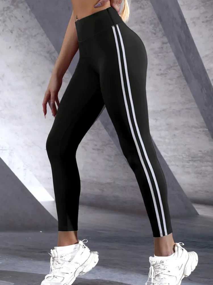 Womens HighWaisted Slim Fit Athletic Leggings with Side Stripes Casual Sports Pants for Everyday Fitness Crop Running Tights J251030