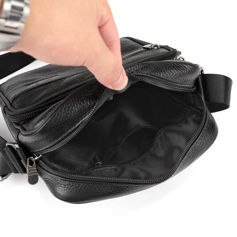 New Business Casual Mens Crossbody Bag Leather Strap For Men Black Courier Side Bag For Mens Postman Travel Bag Y251011