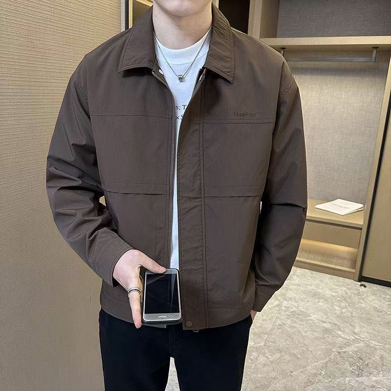 Men's Jacket 2025 Spring New Style Turn-down Collar Handsome Workwear Youth Designer Coat Jacket Versatile Fashion Trendy Top