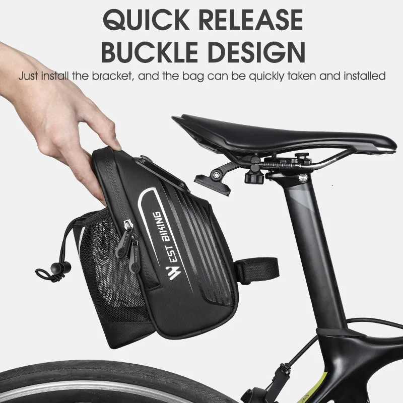 WEST BIKING Waterproof Bicycle Saddle Bag With Water Bottle Pocket MTB Road Bike Rear Seat Bags Reflective Cycling Tail Bag H251029