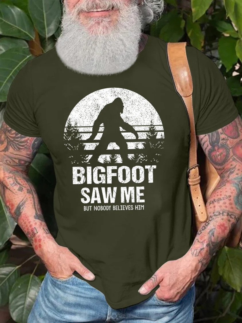 European & American Oversized Funny Outdoor Camping Graphic Print Crew Neck Casual Cotton Letter T-Shirt - TT7293