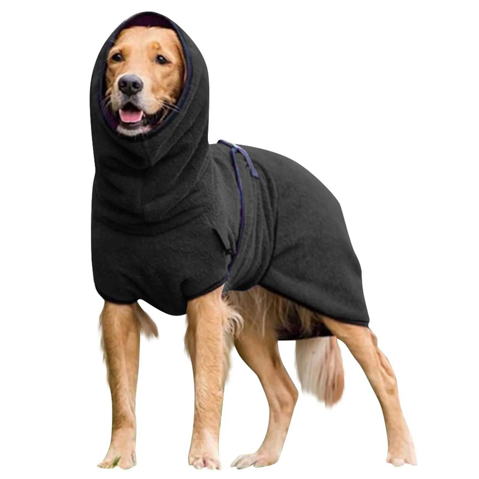 1PCS Solid Color Fashion Outfit Velvet Pet Dog Jumpsuit Dog Thickened Warm Hooded Clothes Pet Clothes for Medium Large Dogs C251030