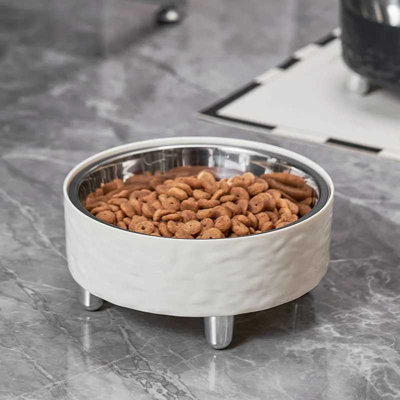 A water ripple highfoot pet bowl stainless steel dog bowl stylish and simple feeding and water feeding neck cat bowl indoor J251113