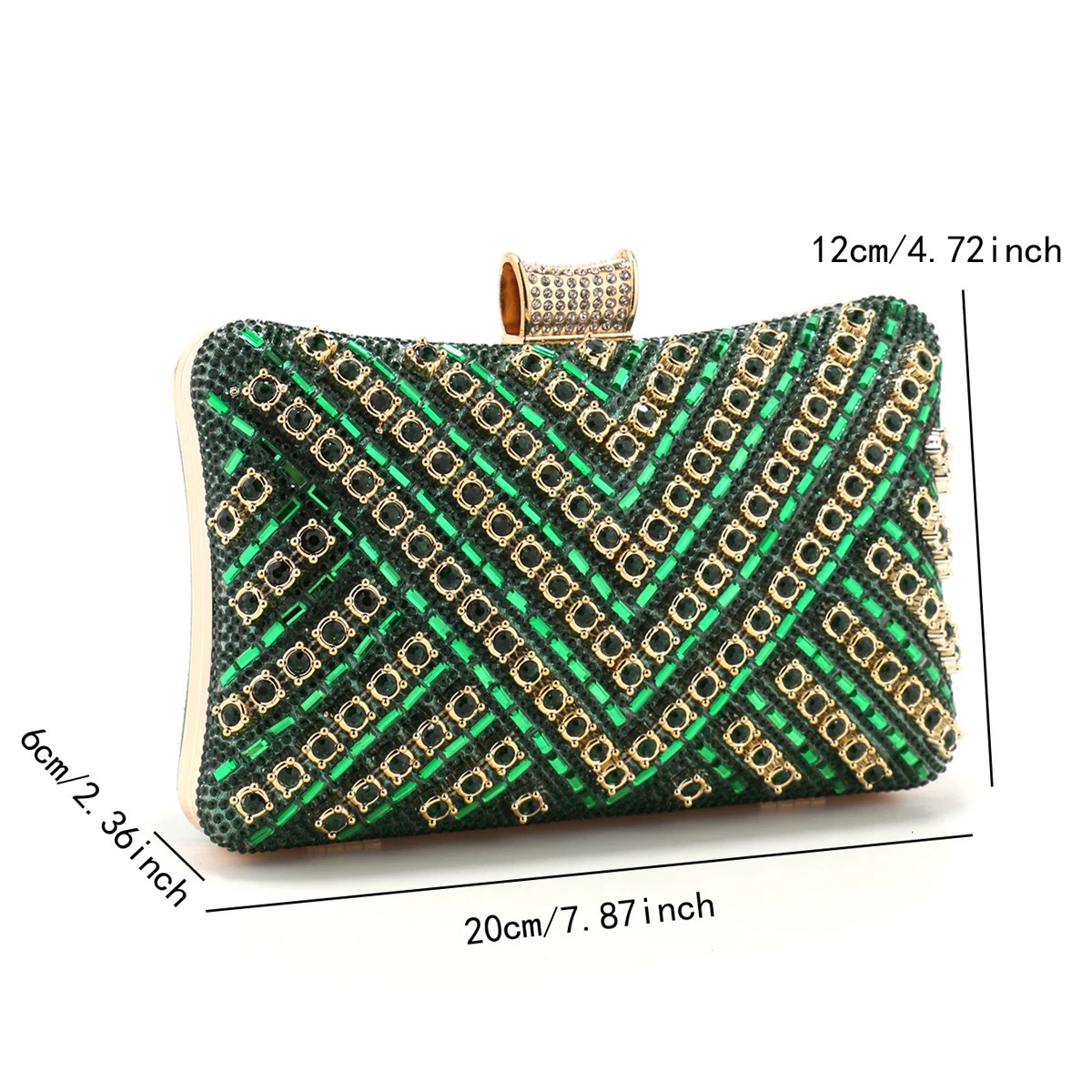 Green Color Glitter Women Evening Bags Rhinestones Vintage Style Party Wedding Handbags Diamonds Gift Holder Metal 251023