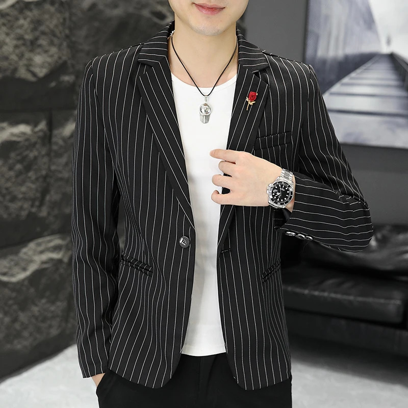 Blazer Mens Fashion Business Gentleman Stripe Outdoor British Style Trend Wedding Banquet Luxe Casual 251028