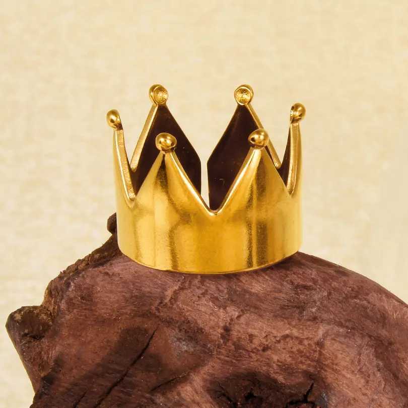 Open Crown Rings For Women Accessories Stainless Steel Ring Vintage Fashion Jewelry Finger Bague Acier Inoxydable Femme BirthdayW251030