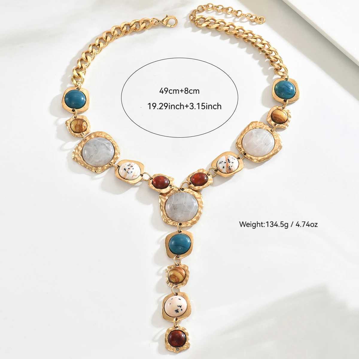 Retro YShaped Long Womens Necklace Fashionable Chunky Chain with Geometric Pendant Bohemian Style Fashion Jewelry AccessoryXJ251030