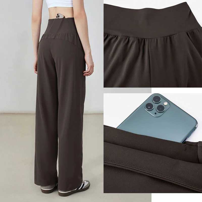 Aiithuug with Pocket Warm Yoga Pants Loose Winter Fleece Gym High Waist Fleece Lined Pants Women Wide Leg Work Trousers Sweatpan J251030