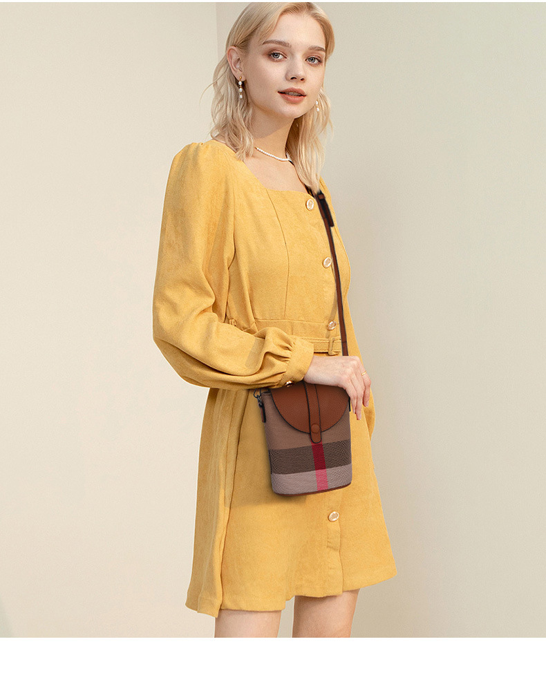 Fashionable crossbody mini bag 2025 new style - high-end stylish small phone bag plaid bag