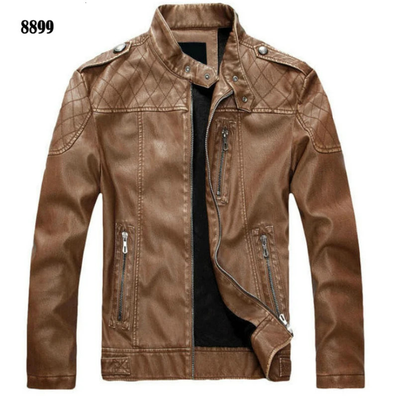 Men PU Leather Jackets Motorcycle Mens Cotton Coat Autumn Winter Fleece Jacket Jaqueta De Couro Masculina Casual 251029