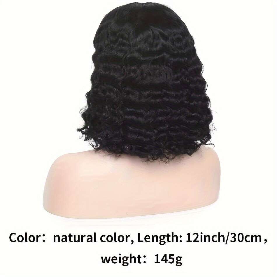 13X4 Lace Front Human Glueless Wear & Go Deep Wave Curly Bob Wig 150% Density 10-16 Inch For, Short Wig, Stylish Hair Accessory