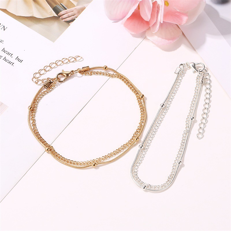 Trendy Jewelry Personality Simple Multi-layer Snake Bone Anklet Fashion Double-layer Women's Summer Foot Accessories