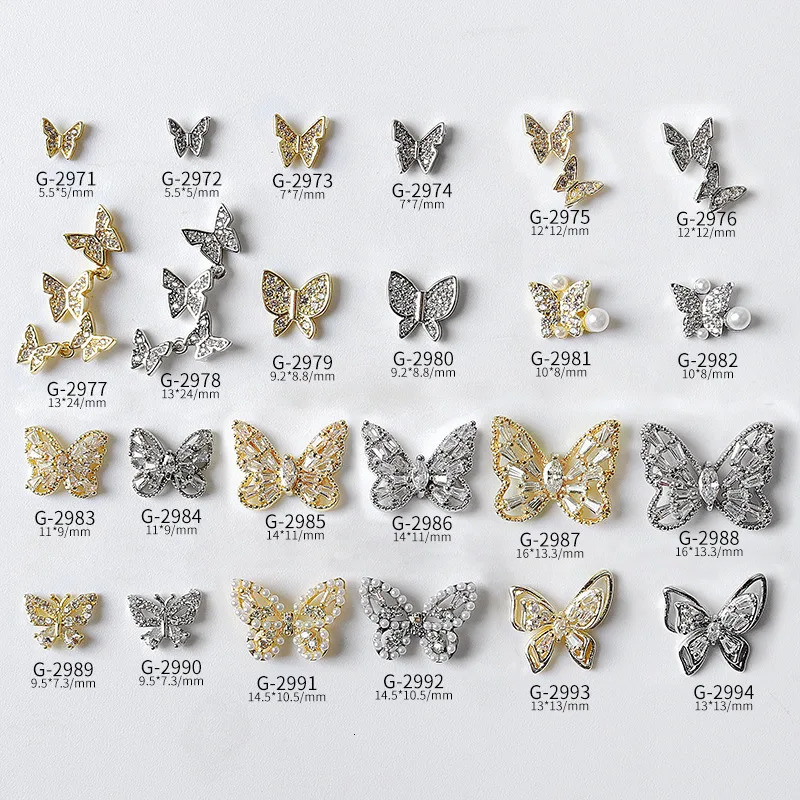 2Pcs Metal Nail Art Butterfly Jewelry Crystal Strass Alloy nsCharms Nail Diamond Stones Wedding Charms Accessories 251027