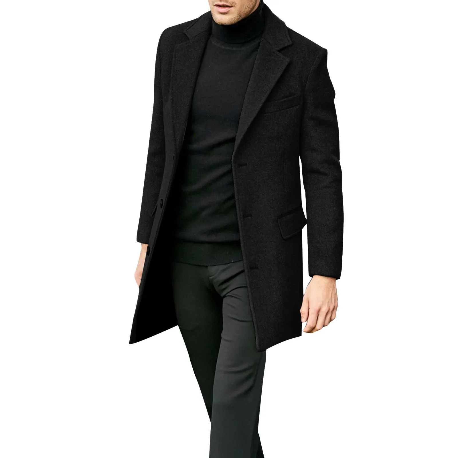 Autumn and Winter Casual Men Clothing British Woolen Overcoat Style Solid Color Long Sleeve Material Trendy Suit 251029