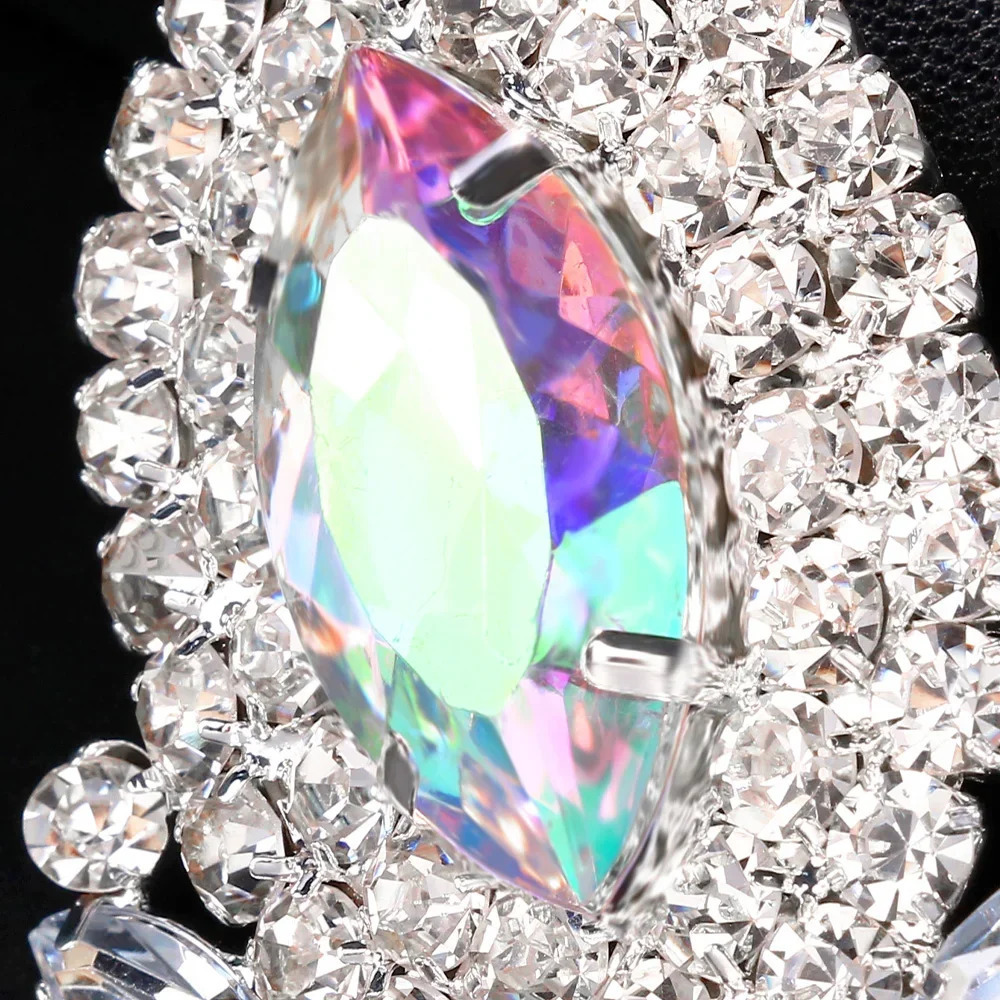 Shiny Colorful Crystal Large Rings Adjustable Wedding Jewelry Exaggerated Rhinestone Finger Rings Jewelry Accessories 251023