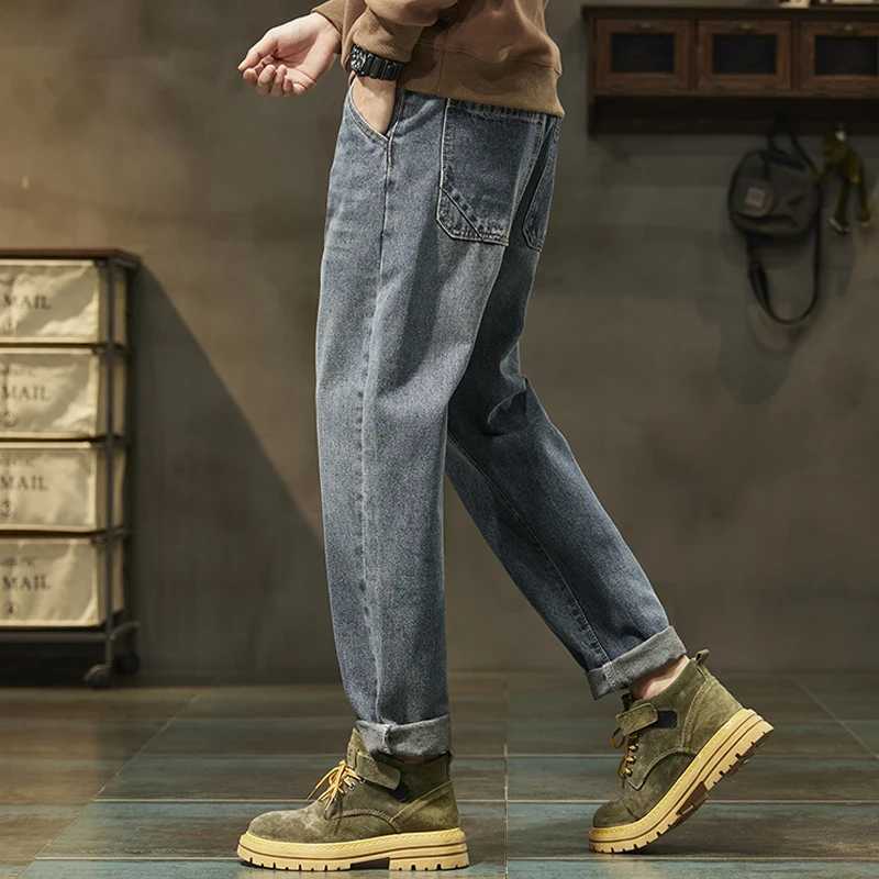 New Mens Loose Harem Pants Retro Fashion Casual Straight Jeans High Quality Cotton Teen Street Hip Hop Denim Pants J251030