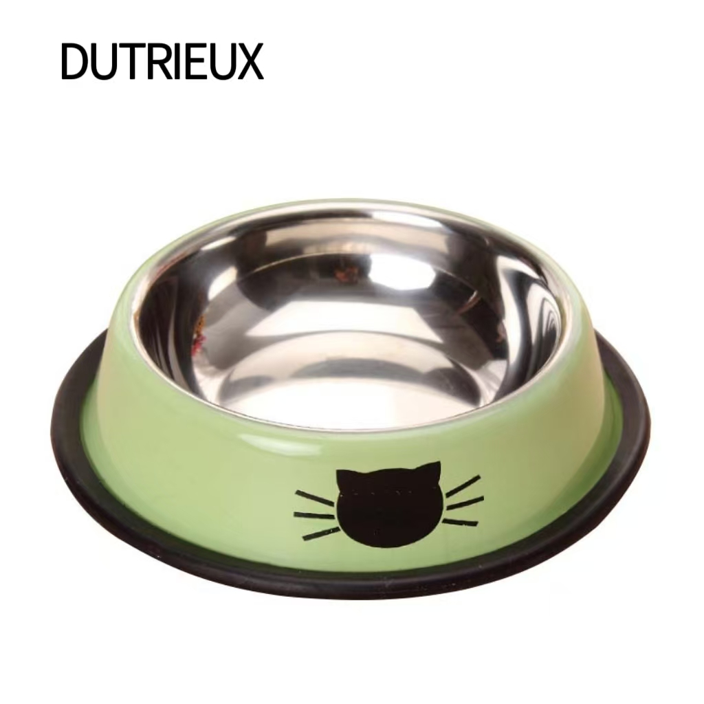 H1196 Non-slip stainless steel pet bowl, anti-tipping design, dropshipping available.