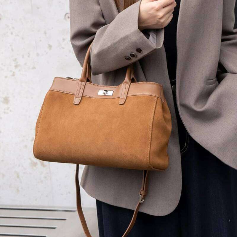 Designer bag 52 Hifashion Retro Suede Genuine Leather Tote Handbags For Women 2025 Designer Top Handle Matte Office Female Shoulder Bags