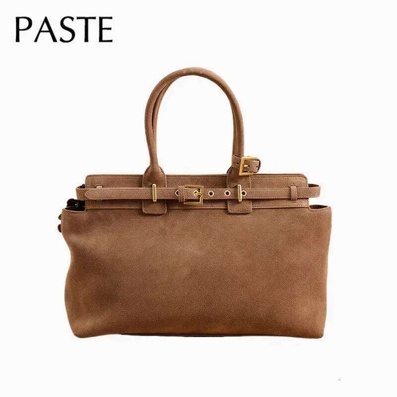 Designer bag 52 Winter Matte Coffee Camel Grey Large Tote Russian Style Real Suede Cow Leather Women Handbag Nubuck Commuter Office Shoulder Bag