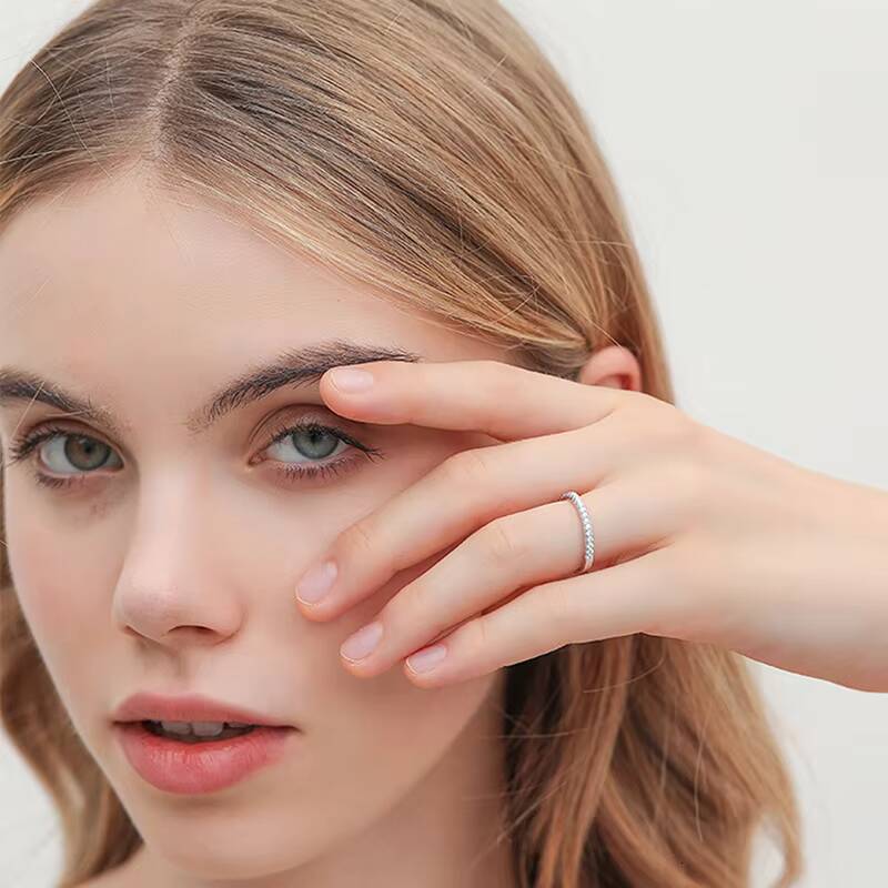 Best Selling Trendy Fashion Women Luxury Fine Jewelry 15mm Moissanite S925 Sterling Silver Tennis Ring Christmas