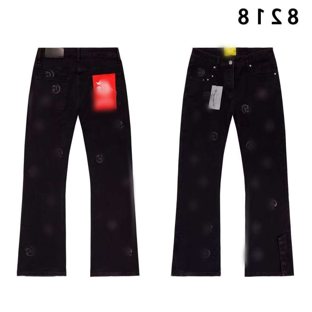Style Trendy Brand Distressed Patchwork Straight-Leg Jeans American Casual Rock Street Hip-Hop