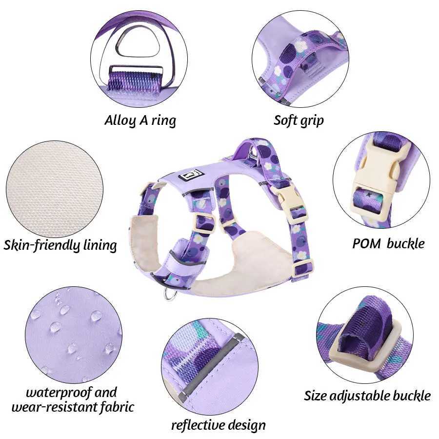 HP583Lightweight pet adjustable harness Thin dualsided fabric pretty printed nylon webbing suit for chest of 1342 inch83 J251129