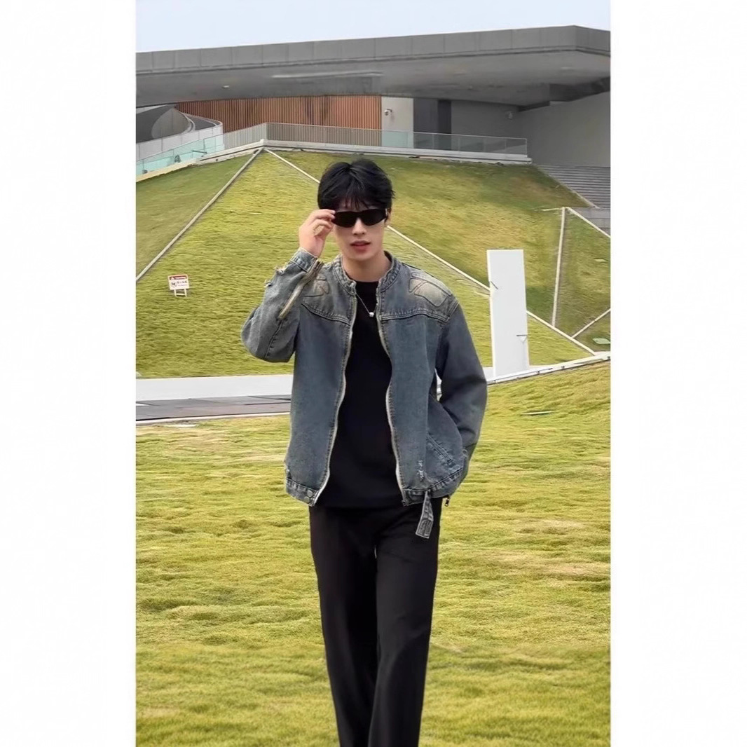 American Style Washed Vintage Designer Coat Men's Denim Jacket Autumn New High Street Loose Versatile Cool Jacket Top