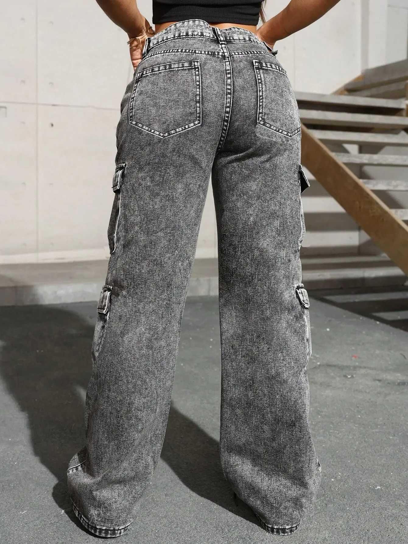 Womens Jeans Y2k Jeans High Waist Stretch Cargo Pants Multiple Pockets Casual Trousers For Ladies Fashion Retro Style 251029