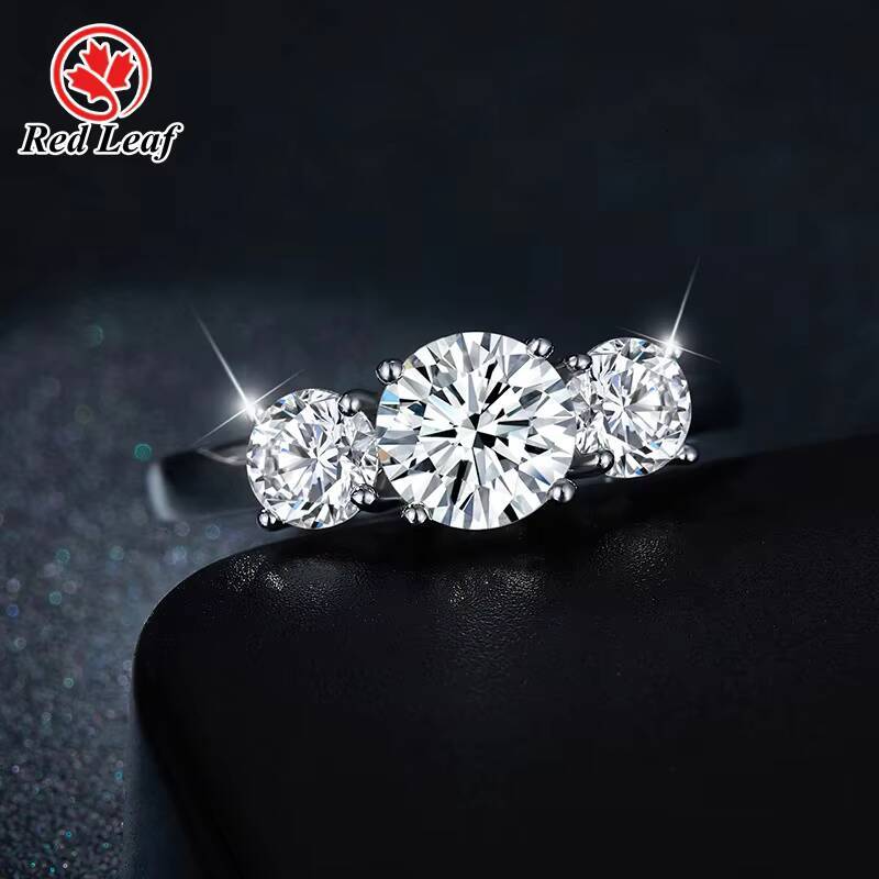 3 Stone Stackable 925 Sterling Silver Round Cut Moissanite Wedding Band Fashionable Fine Jewelry Moissanite Rings for Women