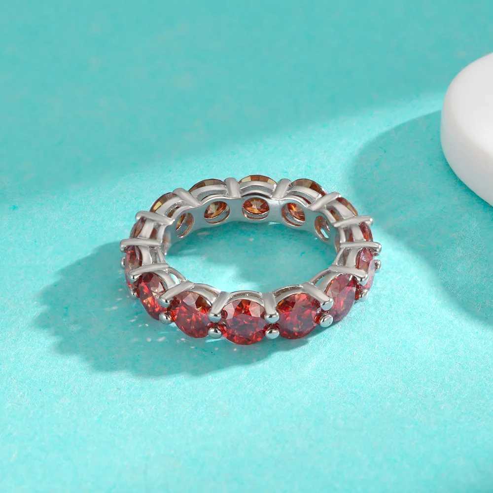 S925 sterling silver platinum plated 50 points full circle colored moissanite ring women full diamond ring birthday giftW251030