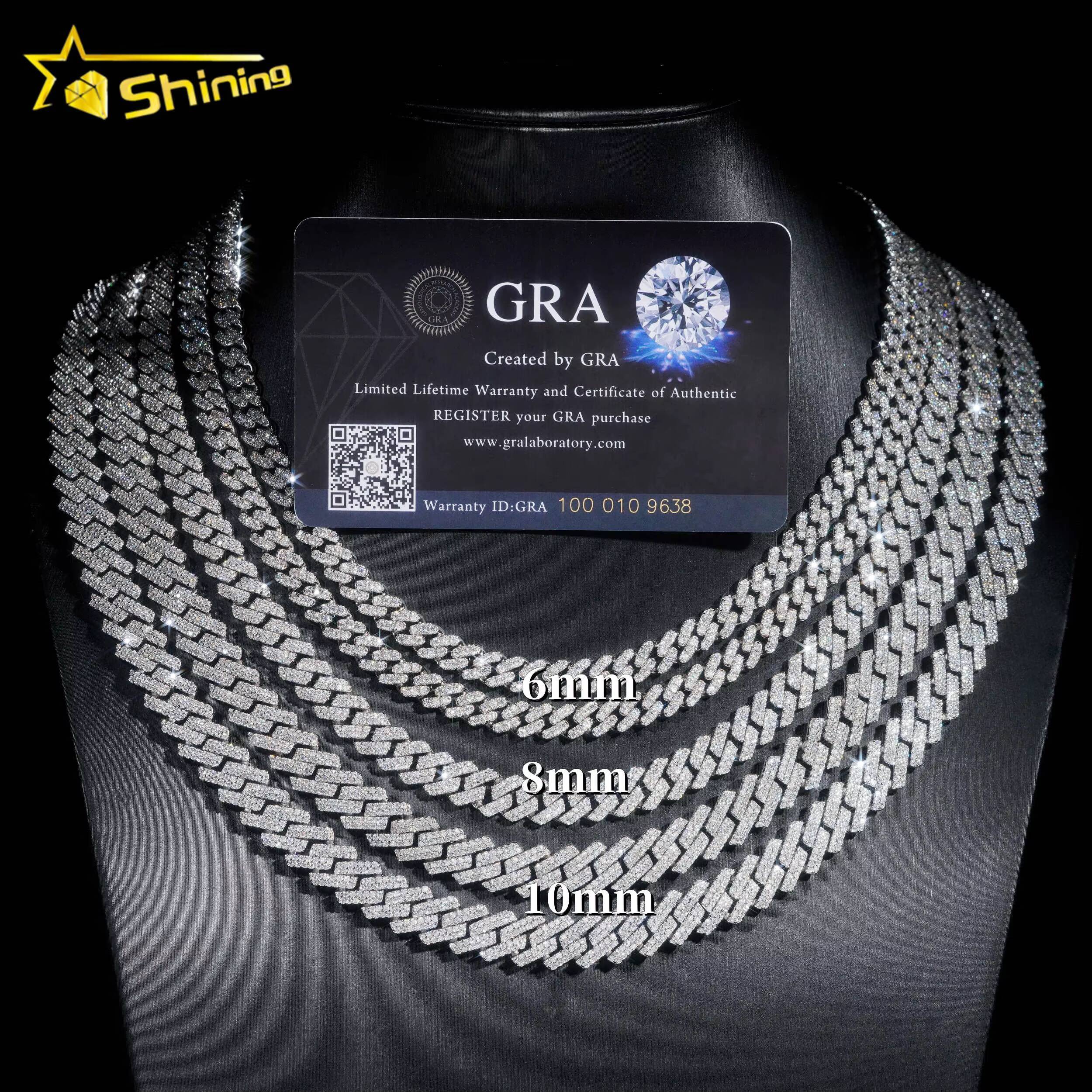 Fine Jewelry Top Selling 925 Sterling Silver Moissanite 6mm 8mm 10mm Cuban Necklace Bracelet Men Iced Out Cuban Link Chain