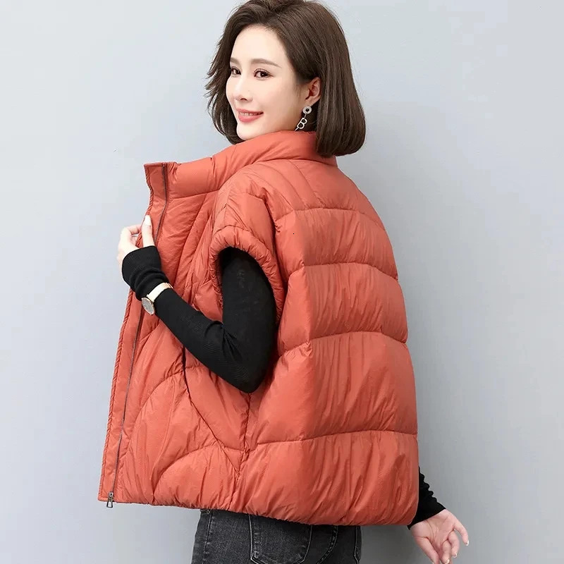 Down Cotton Vest Womens Autumn Winter Loose Fashion Allmatch Warm Sleeveless Waistcoat Jacket Female Tops 251029
