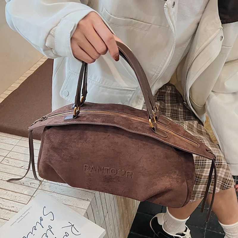 Designer bag Winter Matte Coffee Grey Large Tote Russian Style Suede Quality Leather Wen Bost Handbag Cmuter Shoder Bag Y251029