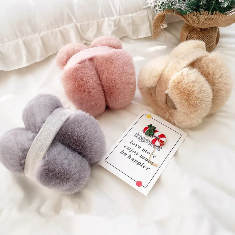 Women Soft Plush Ear Warmer Winter Warm Foldable EarMuffs Fashion Solid Color Fur Earflap Outdoor Cold Protection Ear Cover 251024