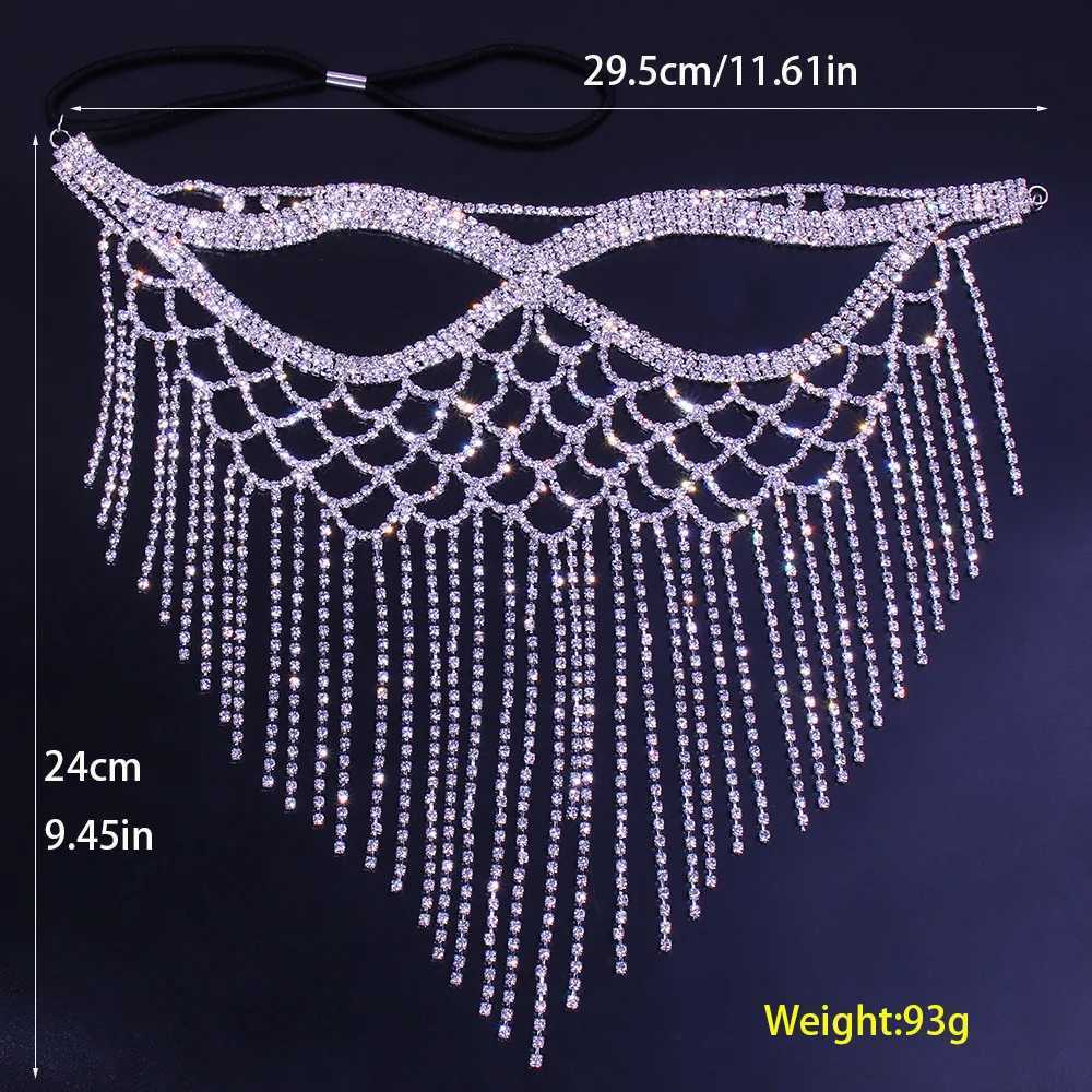 Luxury Crystal Mask Full Face Masquerade Tassel Boho Rhinestone Face Jewelry Mask Chain Belly Dance Prom Rave Party Face DecorW251029
