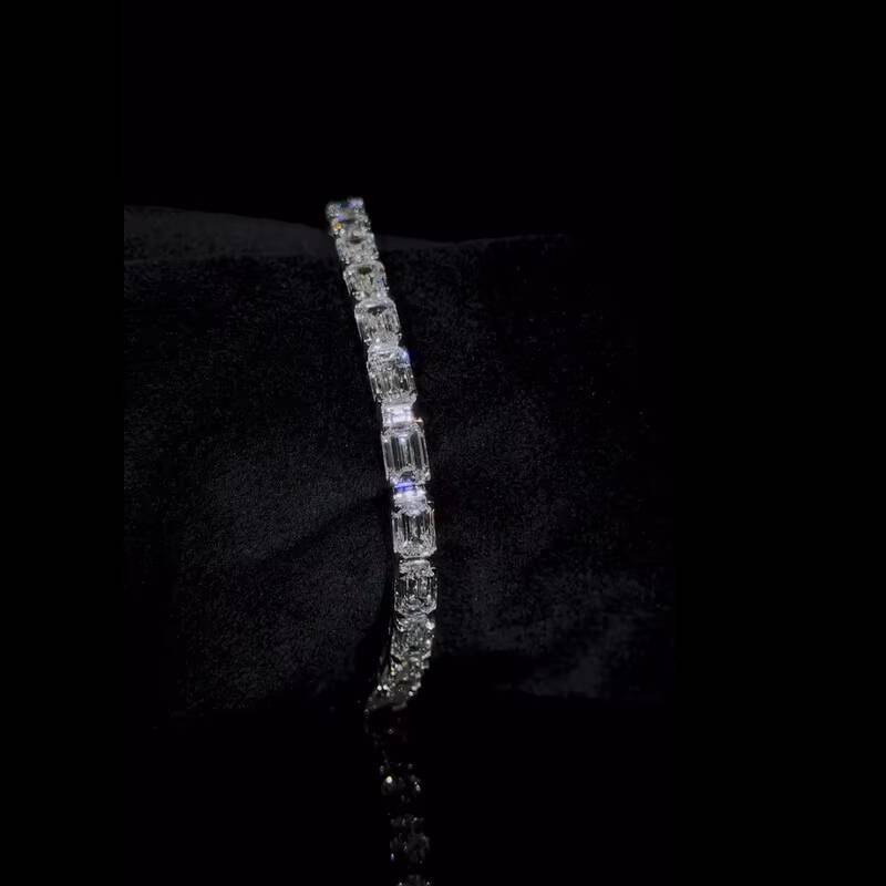 Ice Diamond Moissanite Tennis Chain VVS High Quality Brilliant Cut Frozen Hip Hop Bracelet 925 Sterling Silver Gold Plated GRA