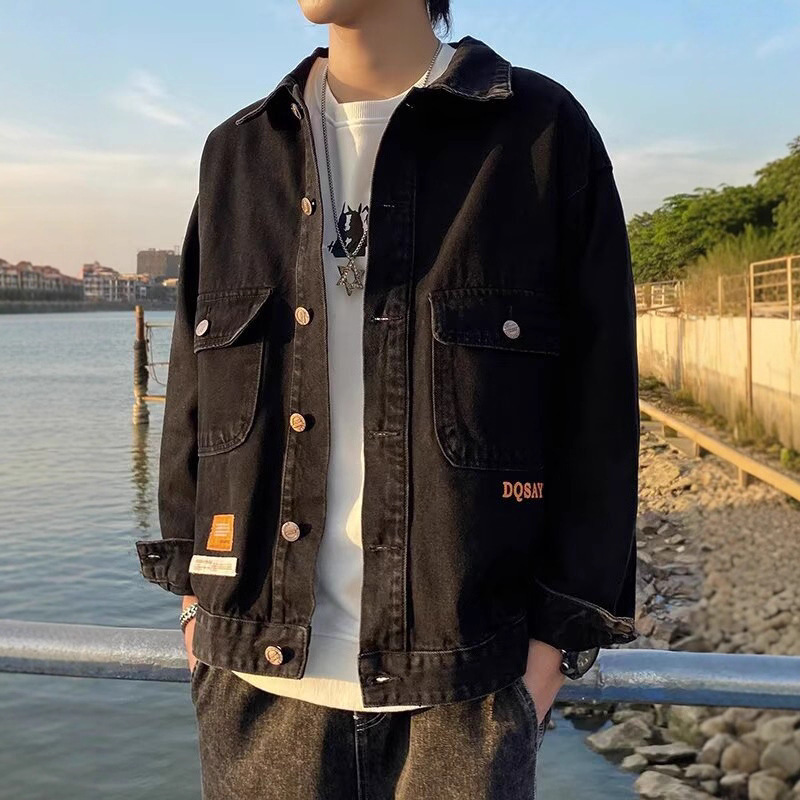 Autumn Men's Designer Coat Printed Denim Jacket Trendy Loose American Style Versatile Casual Workwear Cool Brand Coat