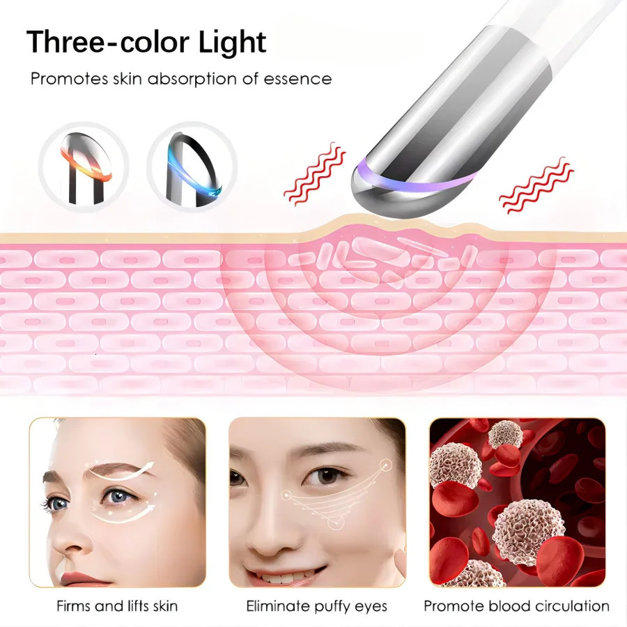 Eye Care Beauty Device Facial Massager 3 in 1 LED Pon Light Wand for Relax Eye Dark Circles Eye Bags Puffiness Skincare Tool 251027