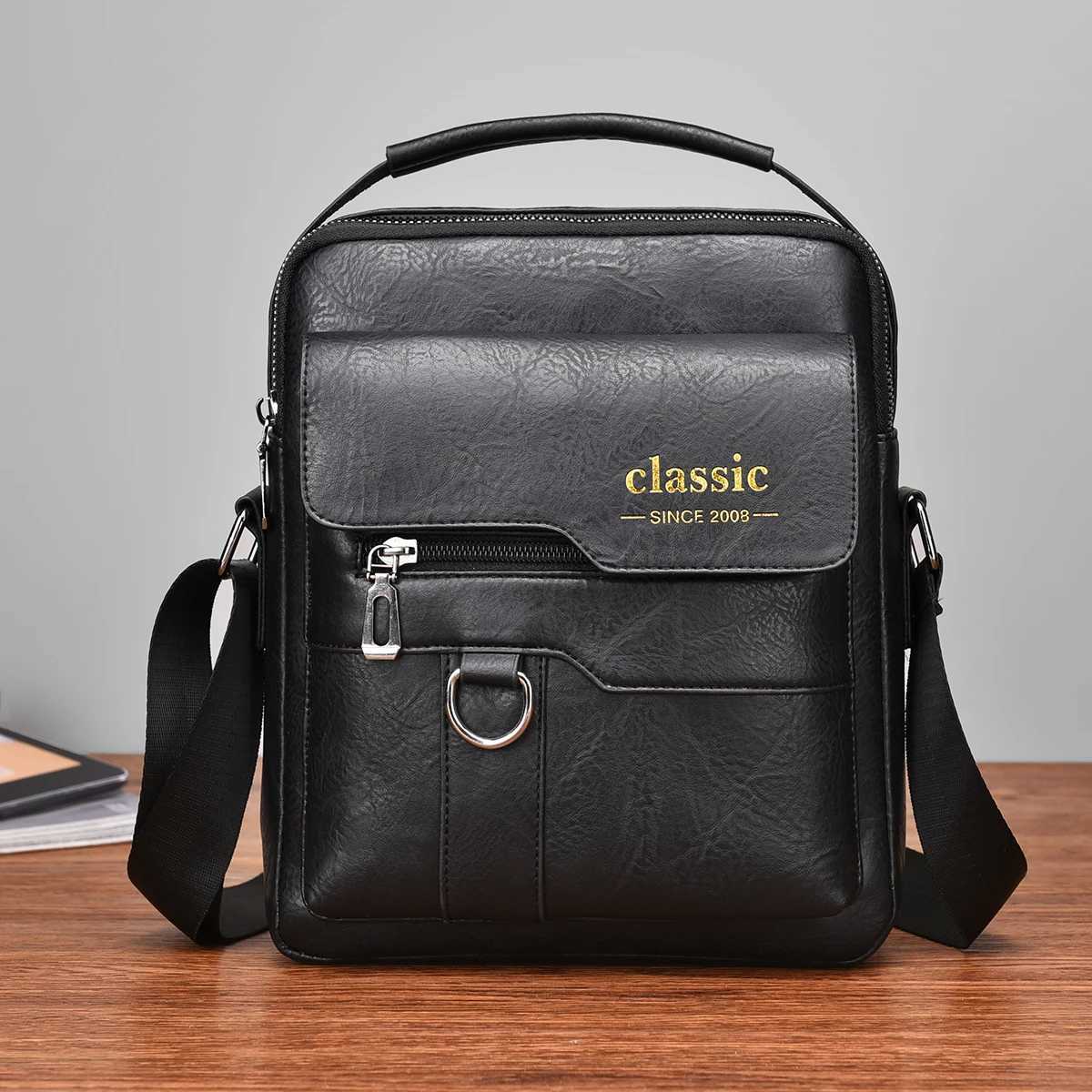 2024 New Luxury Brand Men Crossbody Bag Leather Shoder Bag For Men Handbags Brown Business Large Capacity Messenger Side Bags Y251011