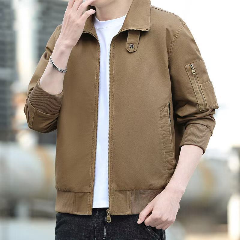 Spring And Autumn New Workwear Jacket Men's Pure Cotton Jacket Loose Large Size American Designer Coat Pilot Lapel Casual Jacket